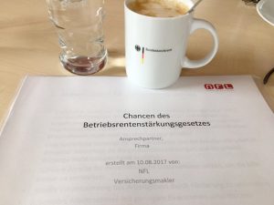 NFL-Teamtreffen anlässlich der Weiterbildung zum Betriebsrentenstärkungsgesetz am 17.08.2017